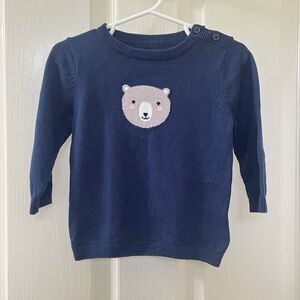 H&M Jacquard Dark Blue Bear Knit Sweater Jumper Pullover Boys SZ 6-9 Months NWT